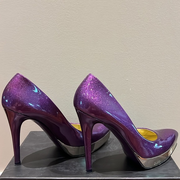 Gucci Vernice Glitter Patent Leather Platform Pumps Purple Women’s Size 8B - Picture 7 of 8